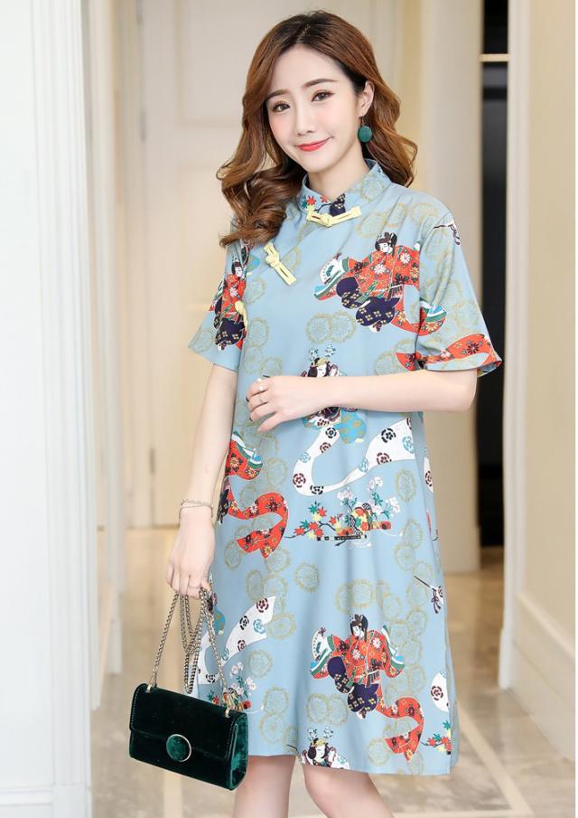 チャイナ服 ひざ丈 ワンピース 半袖 和柄 チャイナドレス 旗袍 普段着 舞台 衣装 民族 中国風 Zs32の通販はau Pay マーケット チャイナ服専門店chai なんと只今ポイント3倍