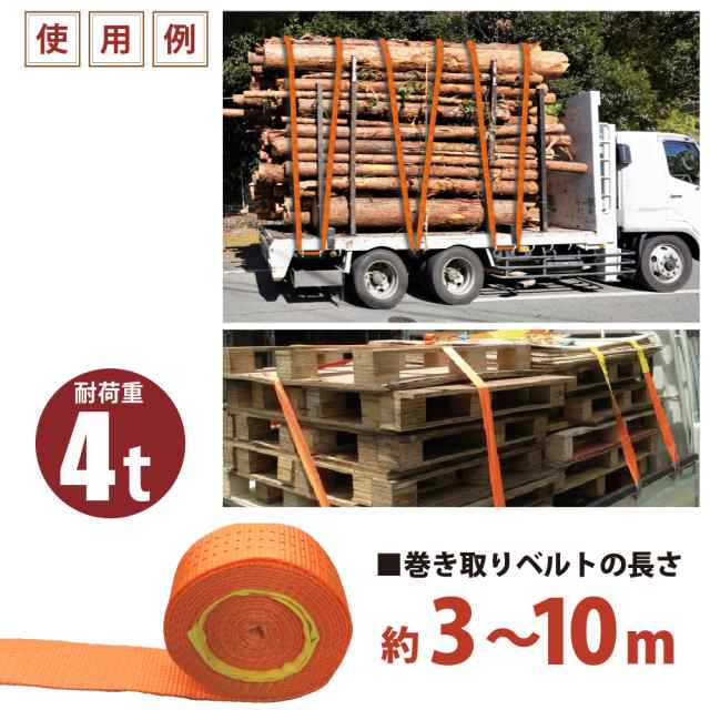 ガチャガチャ ラッシングベルト フック 2pcs 幅50mm 固定側1m 巻