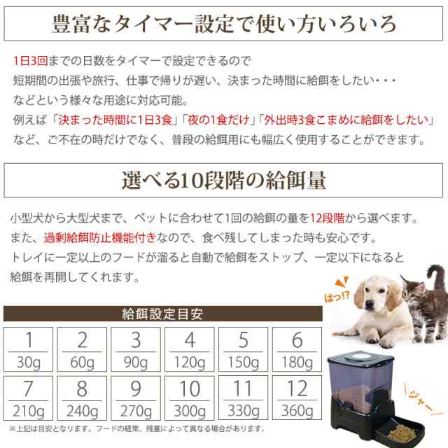 ペットフィーダー オートペットフィーダー 送料無料 1日3回 自動給餌器 給餌機 犬 猫 ネコ ドッグフード エサやり ボウル ペット用品の通販はau Pay マーケット ベストアンサーの宝ショップ Au Pay マーケット店