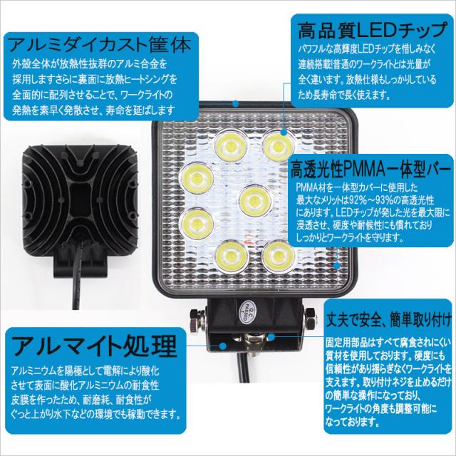 送料無料 10個セット LEDワークライト/作業灯 27W 9連 12/24V 偽物にご注意 3200Lm LEDワークライト IP67 広角 C02 人気商品 10個セット LEDワークライト&frasl;作業灯 27W 9連 DC12&frasl;24V 偽物