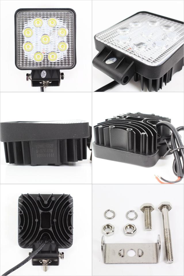 送料無料 10個セット LEDワークライト/作業灯 27W 9連 12/24V 偽物にご注意 3200Lm LEDワークライト IP67 広角 C02 人気商品 10個セット LEDワークライト&frasl;作業灯 27W 9連 DC12&frasl;24V 偽物