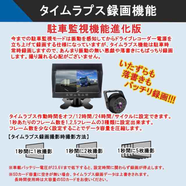 トラック用 ドライブレコーダー 業務用途 バックカメラ モニター