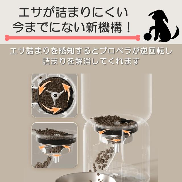 自動給餌器 カメラ付き 猫 犬 自動餌やり機 自動 えさやり器 スマホ操作 ペットカメラ 2.4G&5G Wi-Fi対応 4L 大容量 アプリ 遠隔操作 録音 再生 早食い防止_5