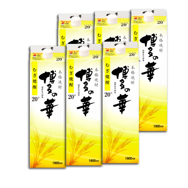 全国送料無料 博多の華 むぎ 20度 1.8Lパック×6本 1ケース 麦焼酎 福徳長酒類 20％ 1800ml 6,647円