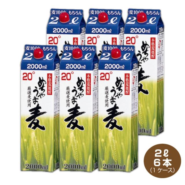 送料無料 めちゃうま麦 20度 2Lパック×6本 1ケース 鷹正宗酒造 2000ml むぎ焼酎 本格麦焼酎