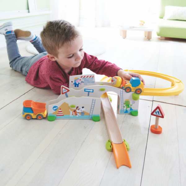 HABA ハバ グラビュー 働く車セット グラビューカーシリーズ ドイツ 1歳半 ブラザージョルダン 玉転がし スロープ 組み立て ピタゴラス