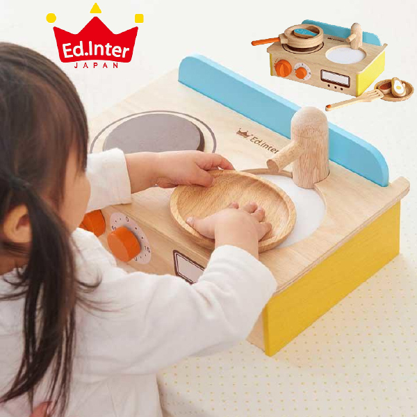 Ed.inter エドインター ジュージューくるりん！キッチン 木のままごとあそび ~ ２歳、３歳の男の子、女の子のお誕生日やクリスマスに！卓上・木製キッチンセットです。の通販はままごと