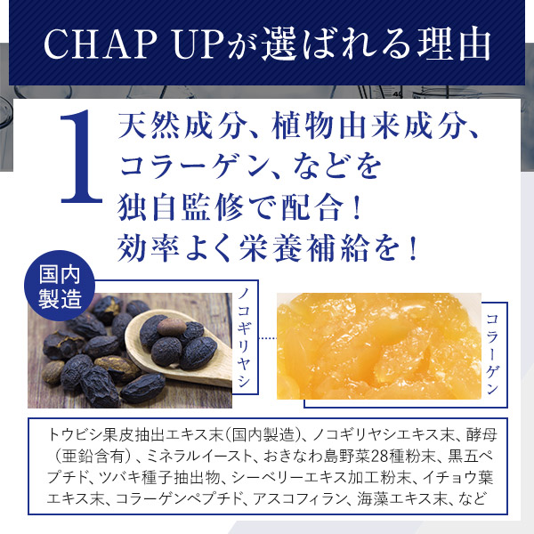 【公式】チャップアップ｜【全額返金保証】送料無料 サプリメント 120粒 × 3袋 ノコギリヤシ サプリ 亜鉛 葉酸 頭皮ケア ヘアケア 髪の毛 ボリュームアップ 髪 男性 メンズ 女性用 レディース 男女兼用_5