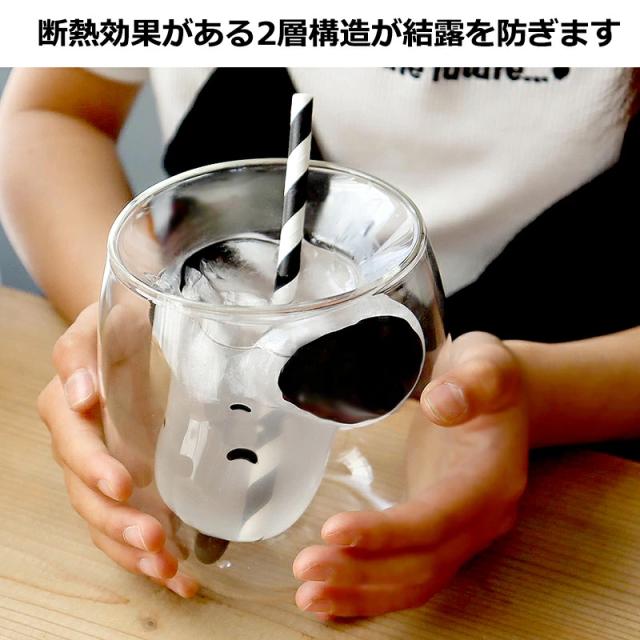 3.❤️スヌーピー ❤️蓋つき・二重断熱グラス・ガラスコップ スヌーピー ギフト ダブルウォール グラス ガラスコップ