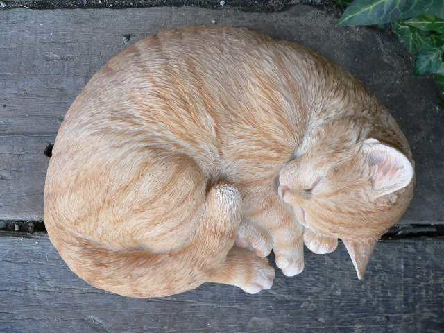 猫の置物　茶虎猫　居眠り猫　B　４０ＱＹＮ１２６８９　キャット　ガーデンオブジェ　ＣＡＴ 動物　オーナメント　ネコ　インテリア　の通販は