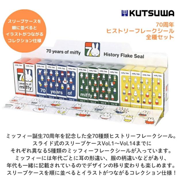 クツワ　未使用　ビンテージ　シール クツワ ミッフィー 70周年 ヒストリーフレークシール 全種セット EB435