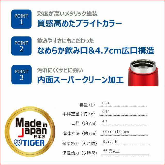 タイガー魔法瓶 水筒 人気 おしゃれ 日本製 ステンレスボトル 240ml Mja B024 Abf ブライトブルー1 運動会の通販はau Pay マーケット 彩り空間au Pay マーケット店