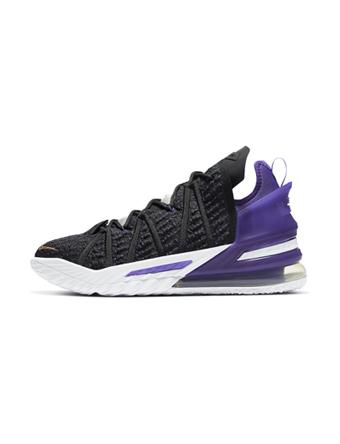バスケットシューズ バッシュ   ナイキ Nike Lebron 18 GS Lakers GS Black/Metallicの通販は