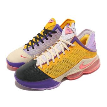 【美品】NIKE Lebron 19 Low LA Yellow/Purple Nike LeBron 19 Low Mismatch Lakers DO9829-500 Release
