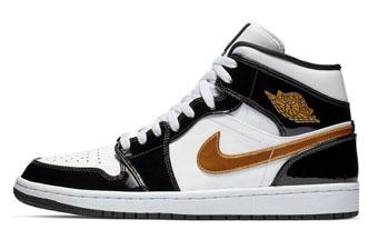 バスケットシューズ バッシュ スニーカー   ジョーダン Jordan Air Jordan 1 Mid  White/Bla