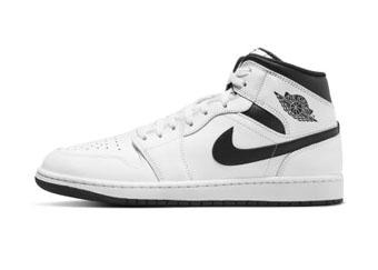 バスケットシューズ バッシュ スニーカー   ジョーダン Jordan Air Jordan 1 Mid White/Blac
