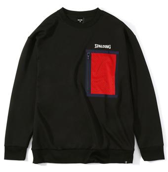 バスケットスウェット ウェア  秋冬物 スポルディング Spalding クルーネックスウェットシャツ メッシュポケット Bl 6,380円