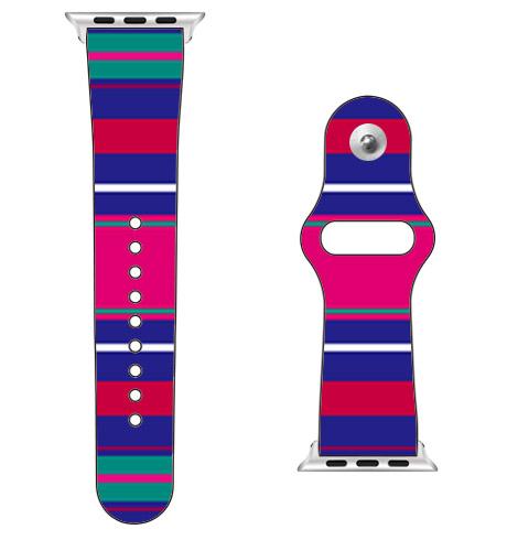 アップルウォッチバンド 42/44mm Moisture Stripe ブルー design by Moisture(SECOND SKIN) スマートウォッチ