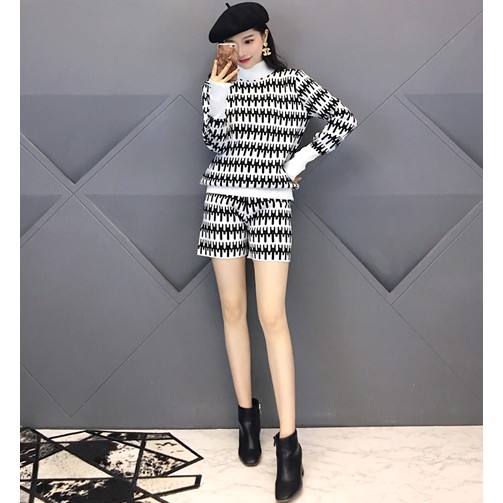 セットアップ ニット ニットアップ タートルネック ショートパンツ 白 黒 Au Pay マーケット