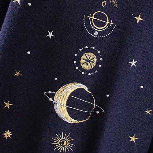 ニット レディース トップス 刺繍 月 星 太陽 長袖 キラキラ 秋 冬 セーター 秋冬の通販はau Pay マーケット Cocounsecret