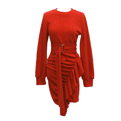 ミニワンピース レディース ワンピース ニットワンピ フリル ショート 赤の通販はau Pay マーケット Cocounsecret