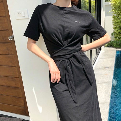 ワンピース レディース ロングワンピース ロゴ ミモレ 白 黒 リボン チュニック 1555 Lpgの通販はau Pay マーケット Cocounsecret