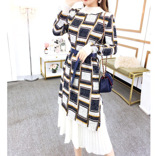 ワンピース ニットワンピース 格子柄 プリーツ カラフル チェック ワンピの通販はau Pay マーケット Cocounsecret