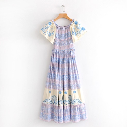 マキシワンピース レディース オフショル 刺繍 花柄 貝殻 半袖 ロングワンピースの通販はau Pay マーケット Cocounsecret