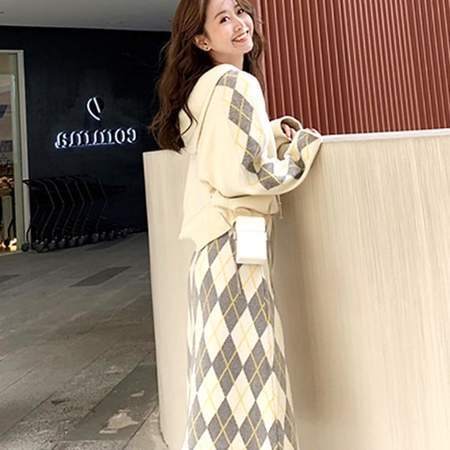 ニットアップ セットアップ アーガイル ダイヤ フード付 ニット 上下 セット の通販はau Pay マーケット Cocounsecret