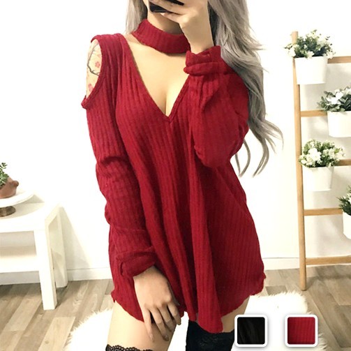 ニット レディース トップス 肩出し チュニック Vネック リブニット セクシーの通販はau Pay マーケット Cocounsecret