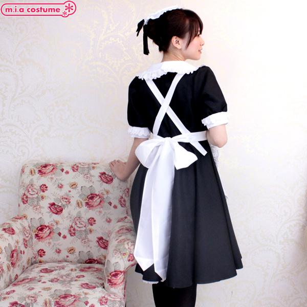 1162DC☆【送料無料・即納】ミアカフェロング制服 色：黒 サイズ：S/M
