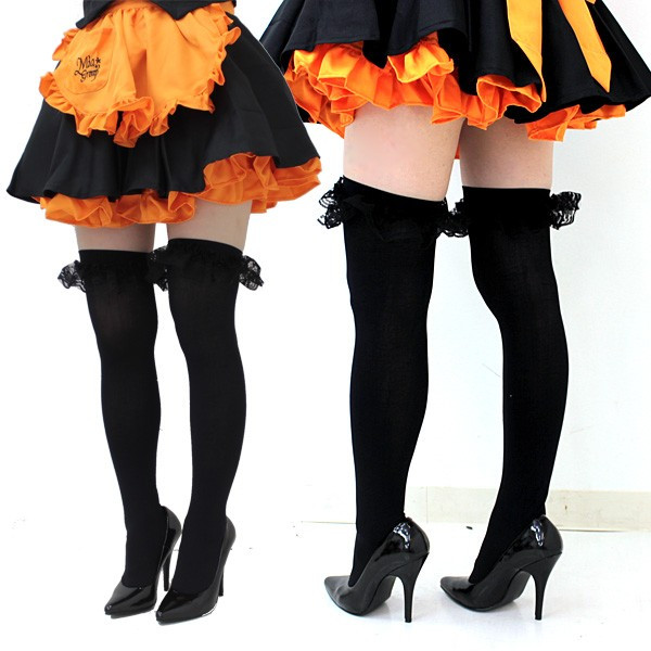風*し様 レース ニーハイ コスプレ 黒色 風*し様 レース ニーハイ