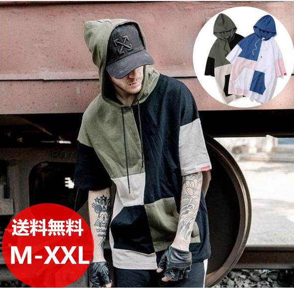 送料無料 2color 春夏 メンズパーカー 半袖パーカー プルオーバー アメカジ ストリート トップス コットン ストレッチ カジュアルの通販はau Pay マーケット ｗoop ｗoop First Store