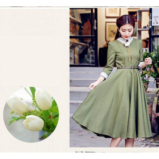 ワンピース マキシワンピース 英国のお嬢様のように着ているクラシック一品 ロングワンピース ロングドレストレロマキシ長袖の通販はau Pay マーケット 福岡商店