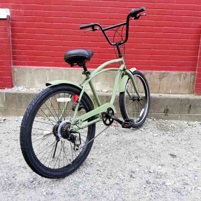 自転車 24KB-6SPEED マットカーキー レインボー ビーチクルーザー 24 