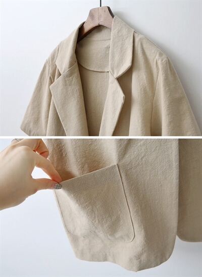 レディース 女性 リネン 麻 綿 半袖 ジャケット アウター テーラード ロング丈 涼しげ ゆったり 体型カバー オフィス D の通販はau Pay マーケット Bonyn
