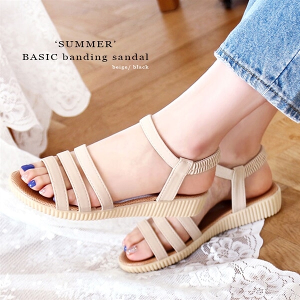 ストラップサンダル バンディングサンダル かかとゴム レディース 女性用 シューズ 靴 ローヒール ペタンコ 履き心地 Sj の通販はau Pay マーケット Bonyn