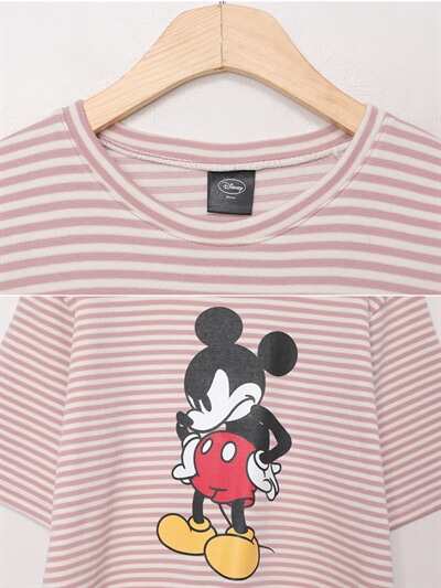 Disney新作 Tシャツ マンツーマン ロング丈 キャラクター ミッキー 春 夏 秋 ボーダー柄 ストライプ ゆったり カジュアル Ogga0003 の通販はau Pay マーケット Bonyn