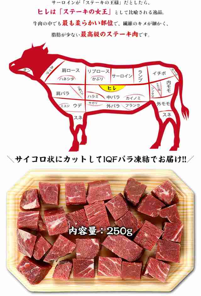 熟成牛 ヒレ肉 サイコロステーキ 250g テンダーロイン フィレ ヘレ ステーキ ステーキ肉 赤身 ギフト お祝い 牛肉 q 食材 キャンプの通販はau Pay マーケット 越前かに職人 甲羅組