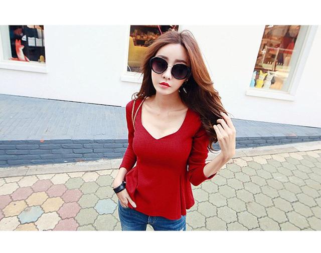 レディース ロングtシャツ デコルテ 胸開き スリム タイト 長袖 無地 S M L Xl 2xl 大きいサイズ 送料無料の通販はau Pay マーケット エルネフジャパン