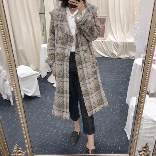 レディース ツイード ロングコート チェック柄 ジャケット アウター 秋 冬 ベージュ Xs S M 小さいサイズ 送料無料の通販はau Pay マーケット エルネフジャパン
