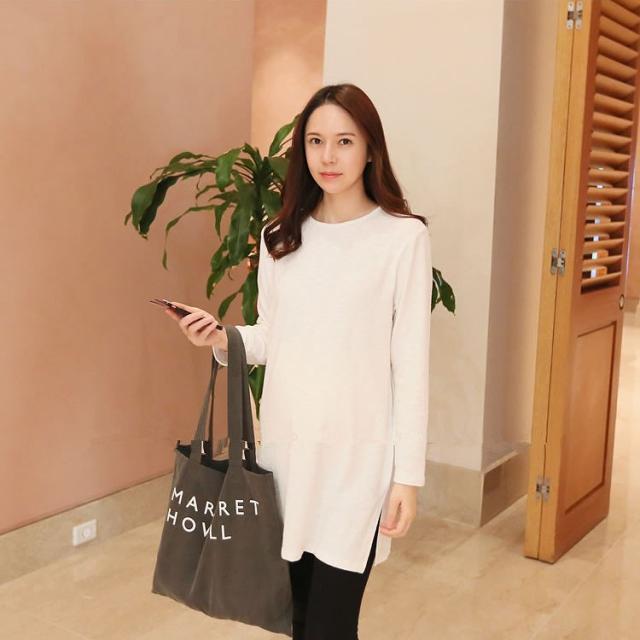 レディース ロング丈 Tシャツ ワンピース 長袖 ロングtシャツ スリット トップス ホワイト 白 M L Xl サイズ 送料無料の通販はau Pay マーケット エルネフジャパン