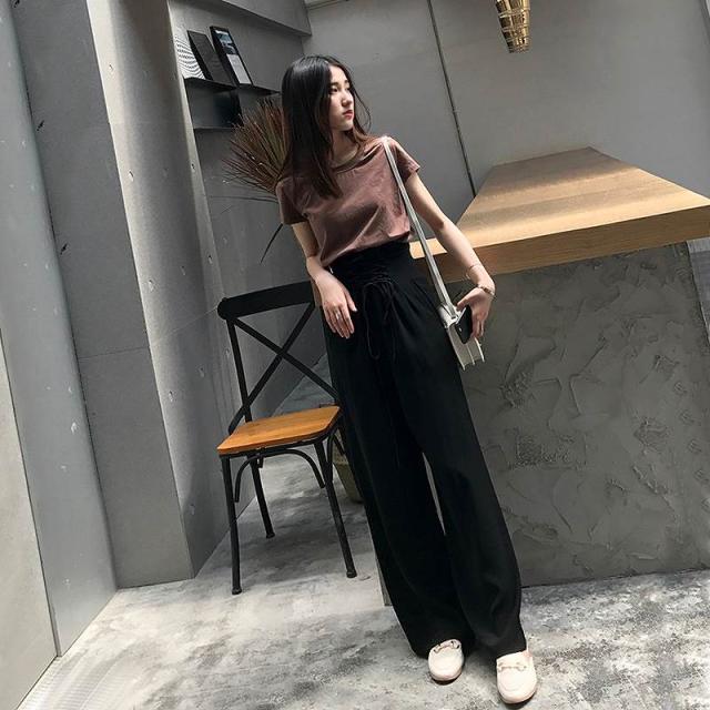 レディース 上下セット 半袖tシャツ ワイドレッグパンツ セットアップ ブラウン ブラック 茶 黒 S M L Xl サイズ 送料無料の通販はau Pay マーケット エルネフジャパン