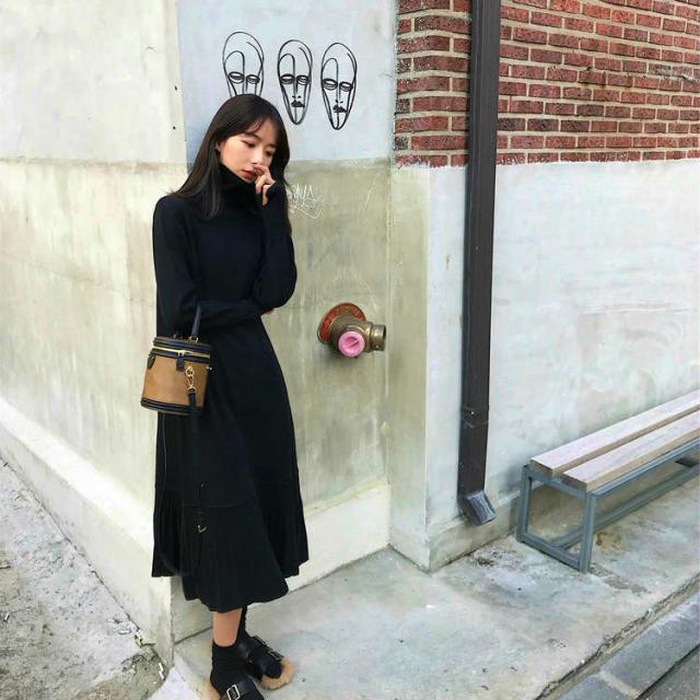 レディース ワンピース ニットワンピ ハイネック タートルネック 長袖 ブラック ホワイト ピンク ブラウン S M サイズ 送料無料の通販はau Pay マーケット エルネフジャパン