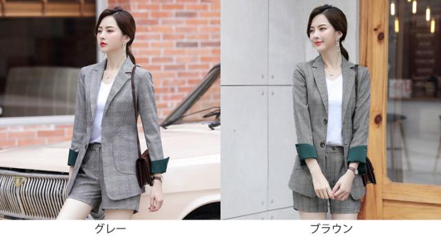 レディース ジャケット ショートパンツ チェック 長袖 セットアップ オフィス グレー ブラウン 大きいサイズ 送料無料の通販はau Pay マーケット エルネフジャパン