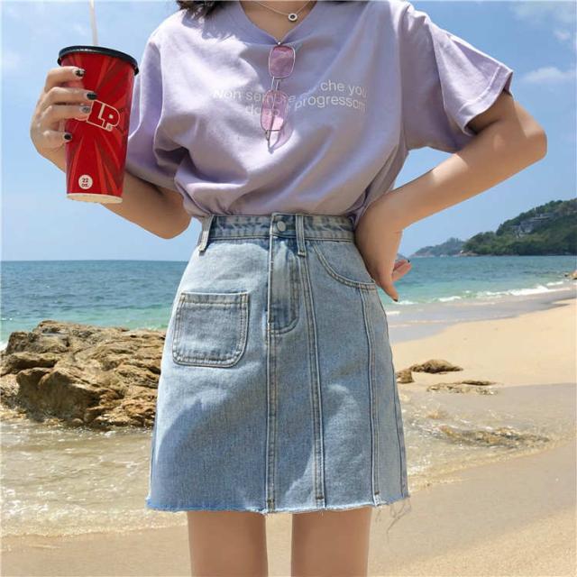 レディース デニムスカート ミニ丈 台形スカート カットオフ ジーンズ ボトムス カジュアル キュート S M L Xl サイズ 送料無料の通販はau Pay マーケット エルネフジャパン