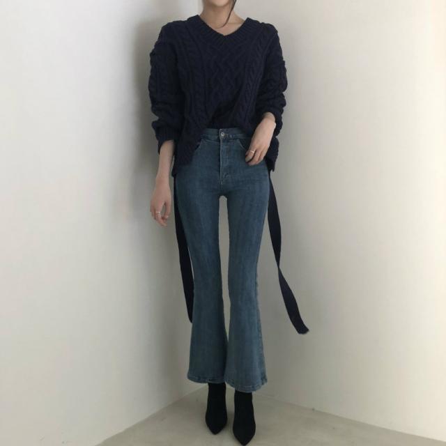 レディース デニムパンツ ベルボトム ブーツカット フレアパンツ レースアップ ハイウエスト ジーパン ボトムス S M L 送料無料の通販はau Pay マーケット エルネフジャパン
