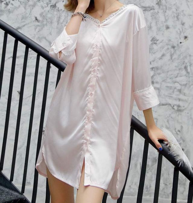 レディース 部屋着 ルームウェア ブラウス 七分袖 ロング丈 春 夏 パジャマ 大人 可愛い ピンク ホワイト フリーサイズ 送料無料の通販はau Pay マーケット エルネフジャパン