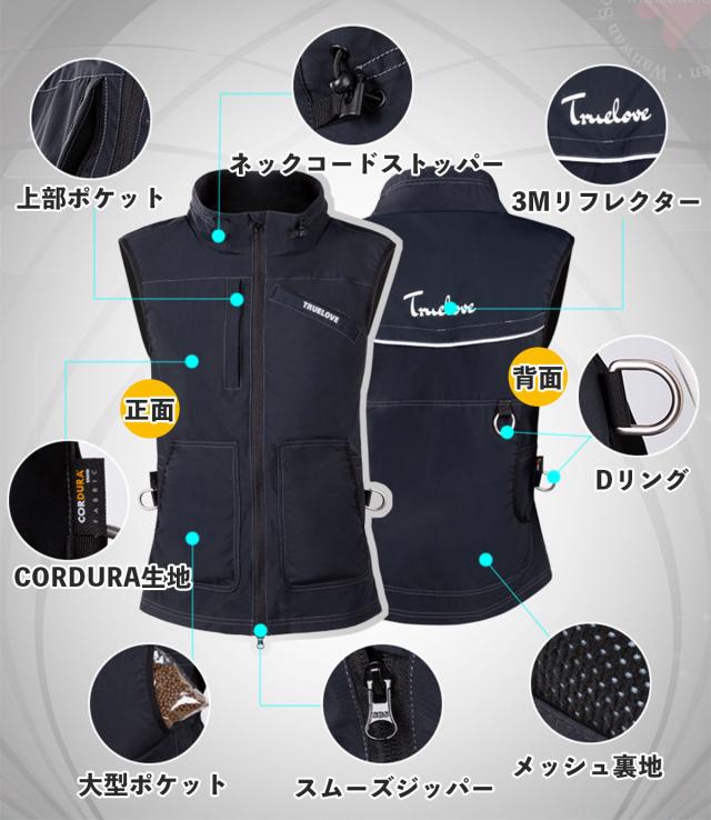 Truelove トレーナー用 ベスト ジャケット ブラック XS〜XL コーデュラ ナイロン unisex 高機能 防水 撥水 3M反射 安全性 5ポケット 裏地メッシュ 快適 着心地が良い 通気性 高耐久性 犬の訓練 トレーニング スタイリッシュ 高品質 ドッグトレーナーベスト_2