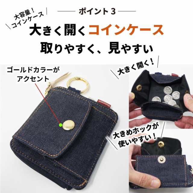 コインケース ミニ財布 日本が誇るデニム 財布 メンズ